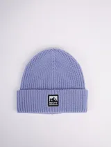 Gorro de lana celeste con logo de Rusty Mountain Club bordado en el frente.