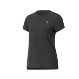 Remera deportiva Puma de manga corta con tecnología dryCELL que absorbe la humedad. Presenta un diseño jaspeado en color gris oscuro, cuello redondo y el logo del felino de la marca estampado en el pecho.