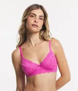 Soutien gris de encaje floral, sin copa y con aro. Breteles finos ajustables y cierre trasero.