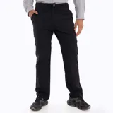 Pantalón de trekking desmontable color negro, con diseño funcional que permite convertirlo en short. Cuenta con cintura elástica, cinturón ajustable integrado, múltiples bolsillos con cierre y detalles reflectantes.