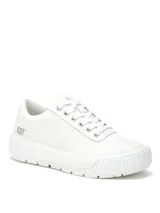 Sneakers de lona blanca para mujer con plataforma, cordones y suela dentada. Cuentan con el logo de la marca en plateado en el lateral.