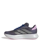 Championes de running Adidas Duramo SL 2, con diseño deportivo en tonos gris, azul y detalles en rosado. Presentan parte superior de malla transpirable, mediasuela con tecnología LIGHTMOTION para amortiguación y suela de alta tracción.