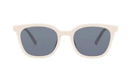 Lentes de sol con armazón de acetato en color crema y cristales oscuros con protección UV.