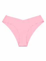 Bombacha tipo vedetina de corte láser, sin costuras, en color rosado.