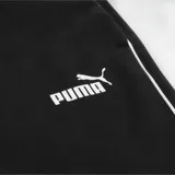 Pantalón de jogging Puma negro con logo blanco y línea blanca a lo largo de la pierna.