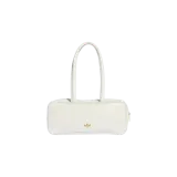 Cartera Adidas modelo Adicolor Elongated Airliner, color blanco con detalles en celeste claro y logo del Trifolio en dorado.