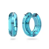 Aros tipo argolla color celeste, tallados en cristal.