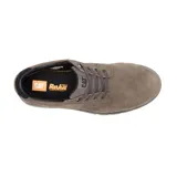 Zapatos Caterpillar Estimate Lo para hombre, de cuero nubuck color marrón topo, con cordones, suela chunky de goma y logotipo de la marca grabado en el lateral.