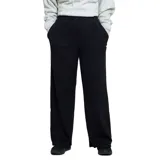 Pantalón de corte ancho y tiro medio, confeccionado en tejido de algodón, con cintura elástica y bolsillos laterales.