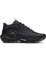 Championes de básquetbol Under Armour modelo Lockdown 7, color negro con detalles en gris. Presentan una parte superior de malla transpirable con superposiciones de cuero, entresuela de EVA para mayor reactividad y suela de caucho con patrón de tracción en espiga.