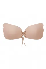 Soutien adhesivo color piel con ajuste de cuerdas en el centro para realzar el busto.