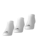 Pack de tres pares de medias Adidas unisex, modelo zoquete invisible, color blanco con logo negro.