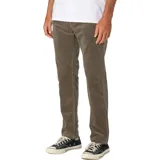 Pantalon de corte recto confeccionado en tejido de pana color marrón, con bolsillos laterales y traseros.