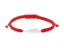 Pulsera roja de hilo trenzado con dije de ala de ángel de plata 925.