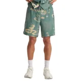 Short de baño verde de Roark modelo Serrano, con estampado gráfico en tonos claros, cintura elástica con cordón de ajuste y bolsillos laterales.