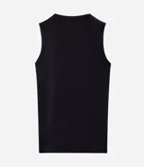 Musculosa deportiva Get Over de color negro, con cuello redondo y diseño sin mangas. Confeccionada en mezcla de modal, poliéster y elastano con tecnología Dry de secado rápido, e incorpora una pequeña estampa minimalista numérica en el pecho.