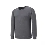 Buzo gris con efecto gastado, cuello redondo, puños y cintura acanalados.