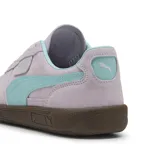 Championes Puma Palermo color lavanda con detalles en celeste y suela marrón.