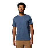 Remera técnica de manga corta Columbia, color azul melange, con cuello redondo y el logo de la marca estampado en el pecho.