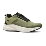 Championes deportivos American Sport Mike color verde oliva con detalles en negro, capellada de malla transpirable, cordones negros, suela blanca con tecnología memory foam.