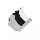 Pack de seis pares de medias Hurley de caña media, en colores gris, negro y blanco, con detalles de puntera y talón en contraste, y logo bordado en la parte superior.