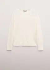 Jersey Lanis de lana 100% en color blanco crudo, con cuello redondo y manga larga de corte clásico.