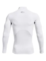 Remera térmica Under Armour CG Armour Comp Mo, color blanco, de manga larga y cuello alto con el logo de la marca impreso en el cuello. Diseñada con ajuste de compresión para entrenamiento.