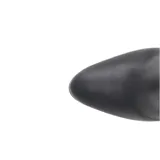 Bota de cuero negra con caña alta, taco fino y cierre lateral.