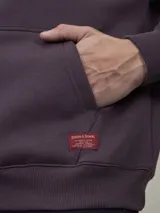 Buzo tipo hoodie de color celeste, confeccionado en tejido fleece, con capucha ajustable mediante cordones y bolsillo frontal tipo canguro.