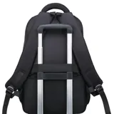 Mochila urbana de diseño funcional en color negro, con múltiples compartimentos con cierre, bolsillo frontal de gran capacidad, bolsillos laterales de malla y compartimento interno para laptop. Incluye correas acolchadas y bolsillo oculto de seguridad en la espalda.