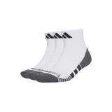 Pack de 3 pares de medias deportivas Adidas Performance Climacool Cushioned, color blanco con detalles en gris y negro. Presentan el logo de Adidas en la parte superior y franjas negras en la planta del pie.