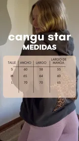 Canguro bordó de micro polar con capucha y estampado de estrella con animal print de leopardo en la espalda.