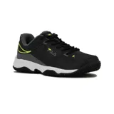 Championes de tenis Fila Forehand Clay, color negro con detalles en gris y amarillo flúor.
