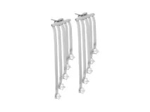 Par de caravanas colgantes de acero italiano color plateado, con cierre de tuerca y circonias engarzadas. Largo total: 4 cm.