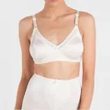 Soutien blanco moldeado sin aro, especialmente diseñado para mujeres con mastectomía. Confeccionado en lycra con bolsillos internos de algodón 100% para colocar prótesis. Confeccionado con tela que contiene fibra LYCRA®.
