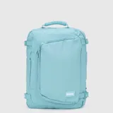 Mochila de viaje Bubba, color turquesa, diseñada para cabina de avión. Cuenta con compartimento principal amplio con organizadores internos, bolsillo frontal con cierre, compartimento acolchado para notebook, bolsillo secreto en la espalda y correas de compresión laterales.