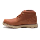 Bota acordonada color marrón de cuero, con suela beige y logo de la marca en el lateral.