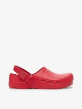 Zueco Birkenstock Birki Air de poliuretano color rojo, con correa ajustable en el talón.