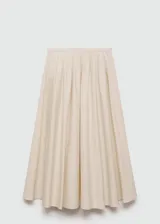 Falda midi de corte evasé confeccionada en algodón, con diseño de tablas y cierre lateral invisible.