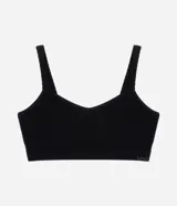 Soutien top de microfibra color lila, sin relleno, con textura acanalada y detalles de trenzas, de tirantes finos.
