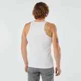 Camiseta sin mangas de algodón en color blanco, con cuello redondo y diseño ajustado.