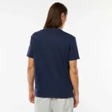 Camiseta azul de manga corta con cuello redondo.
