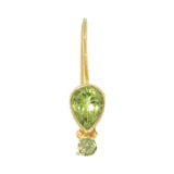 Aros colgantes en plata 925 bañada en oro de 18k con piedras de peridoto.