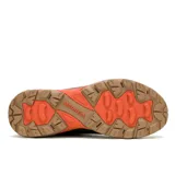 Championes de senderismo Merrell modelo Speed Strike 2 Waterproof, color verde oliva con detalles en naranja y suela marrón. Presentan una construcción impermeable con parte superior de malla y cuero sintético, entresuela de espuma EVA para mayor estabilidad y suela de goma con tracción duradera.