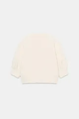 Sudadera crop de algodón con cuello redondo y mangas cortas abullonadas con puños ajustados.