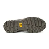 Zapatillas slip on Caterpillar modelo Threshold, color gris oscuro, fabricadas en cuero con elásticos laterales para un calce fácil, suela dentada de goma y logo de la marca en el lateral y la puntera.