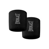 Par de muñequeras deportivas Everlast de 4 pulgadas, color negro, con logo bordado en blanco.
