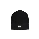 Gorro de lana Puma negro con tejido de punto acanalado y logo de la marca en el frente.