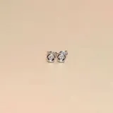 Par de caravanas de oro blanco 18k con brillantes. Cierre a presión.