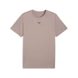 Remera de entrenamiento Puma de cuello redondo y manga corta, con logo de la marca estampado en el centro del pecho. Presenta un acabado jaspeado en tono rosa viejo.